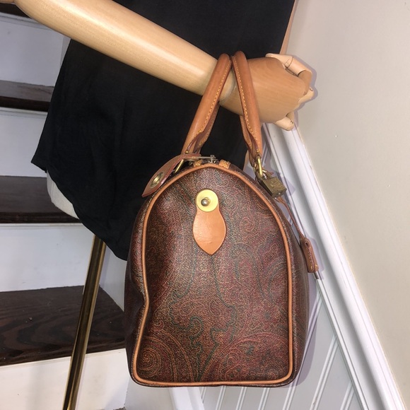 W ETRO MILANO Red Paisley Speedy 20 Small Boston Travel Tote Bag Lock and 2 Keys - Picture 6 of 17